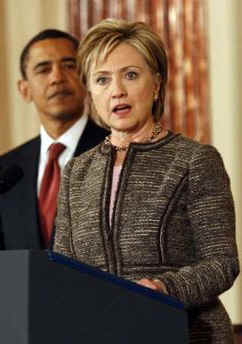 President Barack Obama and Secretary of State Hillary Clinton hold a press conference at the State Department in Washington. President Barack Obama announces two high-powered and seasoned envoys to assist Secretary of State Hilary Clinton.