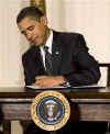 The first 111 days of President Barack Obama - Daily Obama timeline for January 21-31, 2009. The 44th President of the United States begins an era of change on January 20, 2009. Section features the the first 11 days of President Obama after the inauguration. Photo: On January 21, 2009 - Obama's first full day as President. Photo: President Barack Obama signs an Executive Order in the East Room of the White House on January 26, 2009.