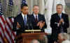 President Barack Obama speaks in the Rotunda of the US Capitol in Washington, DC on February 12, 2009 during the Lincoln Bicentennial Congressional Celebrations honoring the 1809 birth of President Abraham Lincoln.