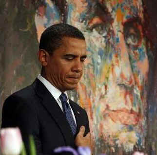 President Barack Obama attends the 102nd Abraham Lincoln Association Banquet in Springfield, Illinois on February 12, 2009. President Obama delivered the keynote address as part of the Abraham Lincoln Bicentennial Dinner ceremonies.