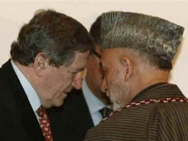 Richard Holbrooke, the US Special Envoy to India, Pakistan, and Afghanistan meets with Afghanistan's Afghan President Hamid Karzai in Kabul, Afghanistan on February 14, 2009. 