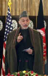 Richard Holbrooke, the US Special Envoy to India, Pakistan, and Afghanistan meets with Afghanistan's Afghan President Hamid Karzai in Kabul, Afghanistan on February 14, 2009. 