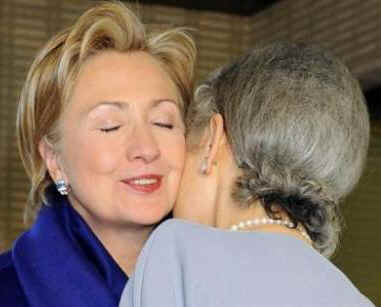 Secretary of State Clinton meets with Japan's Empress Michiko at the Imperial Palace in Tokyo.