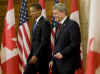 President Barack Obama and Prime Minister Stephen Harper hold a joint news conference on Parliament Hill after private meetings.