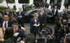 Secretary Clinton leaves meeting with Indonesian President Susilo Bambang at the Presidential Palace in Jakarta.