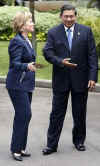 Secretary Clinton meets with Indonesian President Susilo Bambang at the Presidential Palace in Jakarta.