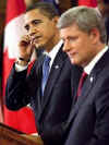 President Barack Obama and Prime Minister Stephen Harper hold a joint news conference on Parliament Hill after private meetings.