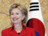 Clinton meets with the South Korean President Lee Myun-bak at the Blue House in Seoul.