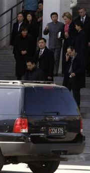 Secretary of State Hillary Clinton attends Sunday Service at the Beijing Haidian Christian Church. Beijing police had a strong presence at the Christian Church to avoid any disruption of the services on February 22, 2009.