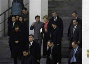 Secretary of State Hillary Clinton attends Sunday Service at the Beijing Haidian Christian Church. Beijing police had a strong presence at the Christian Church to avoid any disruption of the services on February 22, 2009.