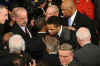 President Barack Obama meets attendees after he addresses the Joint Session of Congress at the Capitol in Washington on February 24, 2009.