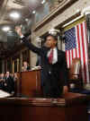 President Barack Obama waves after he addresses the Joint Session of Congress at the Capitol in Washington on February 24, 2009.