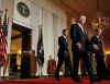 President Barack Obama nominates Republican New Hampshire Senator Judd Gregg as Commerce Secretary. Obama made the announcement from the Grand Foyer of the White House with Vice-President Joseph Biden on February 3, 2009.