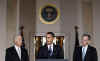 President Barack Obama nominates Republican New Hampshire Senator Judd Gregg as Commerce Secretary. Obama made the announcement from the Grand Foyer of the White House with Vice-President Joseph Biden on February 3, 2009.