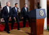 President Barack Obama nominates Republican New Hampshire Senator Judd Gregg as Commerce Secretary. Obama made the announcement from the Grand Foyer of the White House with Vice-President Joseph Biden on February 3, 2009.