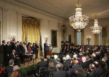 President Barack Obama speaks before he signs the $32.8 billion State Children's Health Insurance Program in the East Room of the White House.
