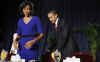 President Barack Obama and First Lady Michelle Obama attend the National Prayer Breakfast in Washington on February 5, 2009. Other attendees included world leaders such as Tony Blair the former UK Prime Minister.