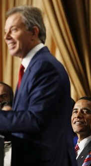 President Barack Obama and First Lady Michelle Obama attend the National Prayer Breakfast in Washington on February 5, 2009. Other attendees included world leaders including Tony Blair the former UK Prime Minister.