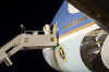 President Obama travela on Air Force One for the first time as President. Obama is given an Air Force One jacket and mingles with reporters in the press cabin. Obama appeared at a Democratic conference in Williamsburg, Virginia on February 5, 2009.