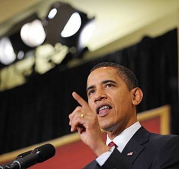 President Barack Obama speaks about improving the US education system at the 19th Annual Legislative Conference of the US Hispanic Chamber of Commerce in Washington, DC on March 10, 2009. March 10th is President Obama's 50th day in office.