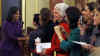 First Lady Michelle Obama and Secretary of State Hillary Clinton join in presenting the Secretary of State's International Women of Courage awards to women recipients from around the world on March 11, 2009.