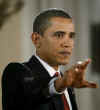 President Barack Obama speaks on the economy and the administration's stimulus package at a business roundtable of an association of leading US CEOs at a hotel in Washington, DC on March 12, 2009.