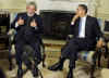 President Barack Obama meets with Brazilian President Luizinacio Lula Da Silva in the Oval Office of the White House.