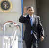 President Obama arrived at Long Beach Airport and visited supporters at the airport.