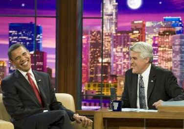 President Barack Obama is a guest on the The Tonight Show with Jay Leno in Burbank, California on March 19, 2009.