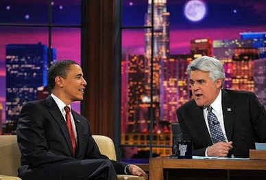 President Barack Obama is a guest on the The Tonight Show with Jay Leno in Burbank, California on March 19, 2009.