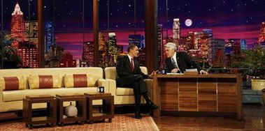 President Barack Obama is a guest on the The Tonight Show with Jay Leno in Burbank, California on March 19, 2009.