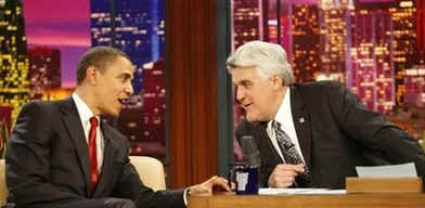 President Barack Obama is a guest on the The Tonight Show with Jay Leno in Burbank, California on March 19, 2009.