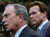 California Governor Arnold Schwarzenegger and New York City Mayor Michael Bloomberg speak after meeting with President Obama.