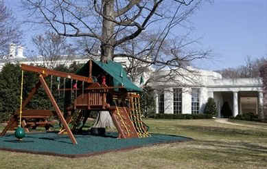 March 20, 2009 - The Outdoor Swing and Play Set for Obama daughters Sasha and Malia sits just outside the doors of the Oval Office of the White House.