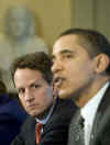 President Barack Obama meets with his key financial advisers in the Roosevelt Room of the White House on March 23, 2009. In attendance was Economic Adviser Romer, Treasury Secretary Geithner, and Federal Reserve Chairman Bernanke.