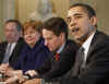 President Barack Obama meets with his key financial advisers in the Roosevelt Room of the White House on March 23, 2009. In attendance was Economic Adviser Romer, Treasury Secretary Geithner, and Federal Reserve Chairman Bernanke.