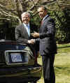 After meeting with the media President Obama walked Australian PM Rudd to his waiting limousine and returned to the Oval Office.