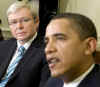 President Barack Obama meets with Australian Prime Minister Kevin Rudd in the Oval Office of the White House. 