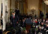 President Obama holds a one-hour live prime time news conference in the East Room of the White House on March 24, 2009.