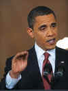President Obama holds a one-hour live prime time news conference in the East Room of the White House on March 24, 2009.