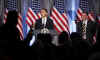 President Barack Obama speaks at a Democratic National Committee fundraiser at the National Women in the Arts Museum in Washington, DC on March 25, 2009. Obama is introduced by DNC Chairman Tim Kaine.
