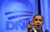 President Barack Obama speaks at a Democratic National Committee fundraiser at the Warner Theater in Washington, DC on March 25, 2009. The DNC slogan is "Organizing for America."