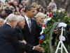 President Barack Obama lays a wreath at the Tomb of the Unknown Soldier, and greets Medal of Honor winners during National Medal of Honor Day at Arlington National Cemetery in Arlington, Virginia on March 25, 2009.