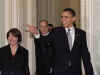 President Barack Obama meets with Senators to discuss his budget during the weekly Senate Democrat Luncheon on Capitol Hill in Washington, DC on March 25, 2009. Obama discussed education, health, energy, and appealed for deficit reductions.