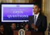 President Barack Obama holds his first online town hall style "Open for Questions" program in the East Room of the White House. President Obama answered a range of questions from the online White House site that received over 3.5 million responses.