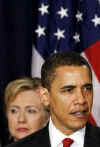 President Barack Obama announced his new strategy for Afghanistan and Pakistan at the Eisenhower Executive Office Building on the White Campus on March 27, 2009. Secretary of State Hillary Clinton and Secretary of Defense Robert Gates were among the military and  cabinet leaders present.
