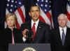 President Barack Obama announced his new strategy for Afghanistan and Pakistan at the Eisenhower Executive Office Building on the White Campus on March 27, 2009. Secretary of State Hillary Clinton and Secretary of Defense Robert Gates were among the military and  cabinet leaders present.