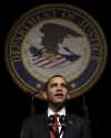 President Barack Obama attends the installation ceremony of US Attorney General Eric Holder at George Washington University.