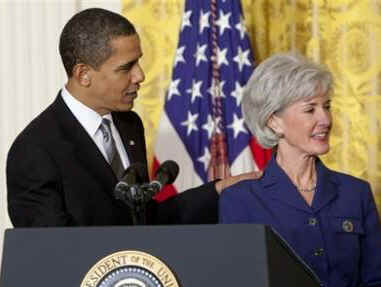 President Obama nominates Kansas Governor Kathleen Sebelius as Health and Human Services Secretary on March 2, 2009.