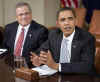 President Barack Obama talks to reporters after meeting with White House Special Envoy for Sudan General Scott Gration in the Roosevelt Room on March 30, 2009.